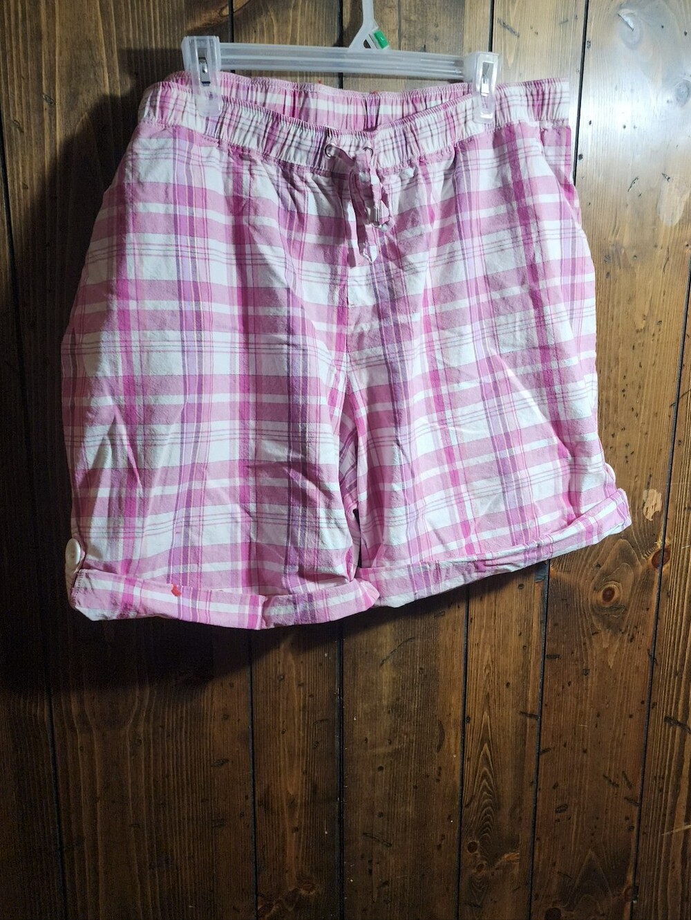 Silver Jeans Pink Plaid Elastic Waist Shorts